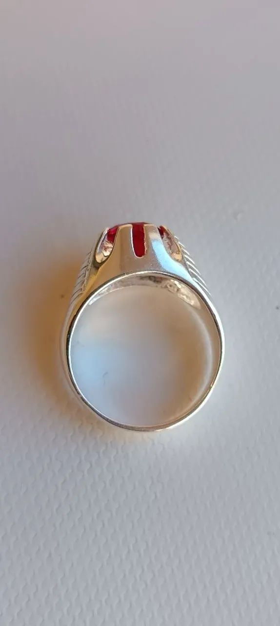 ANEL DE PRATA 925 COM ZIRCÔNIA VERMELHA, - Foto 2