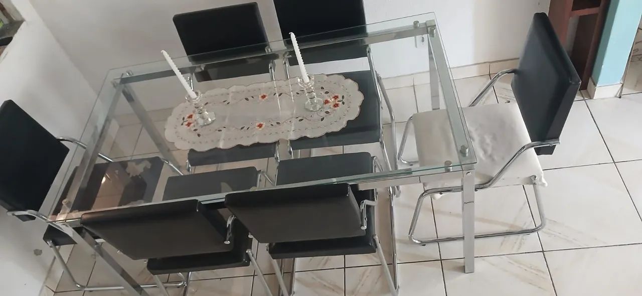 Mesa retangular de vidro e inox - Foto 3