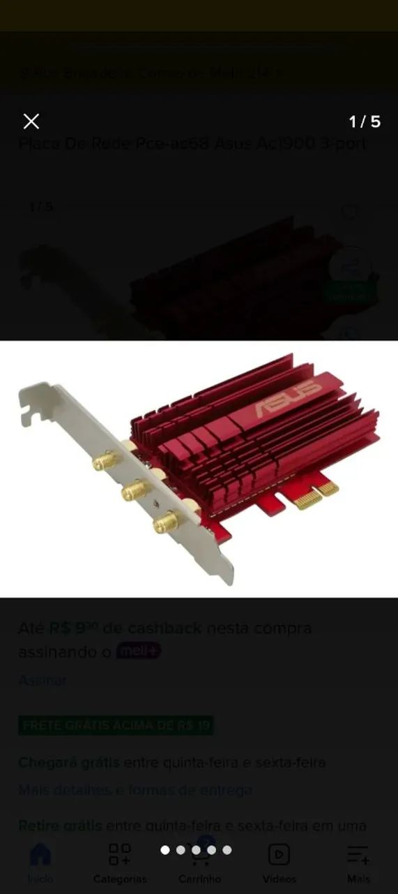 Placa rede PCE AC 68 ASUS perfeito Funcionamento  - Foto 4