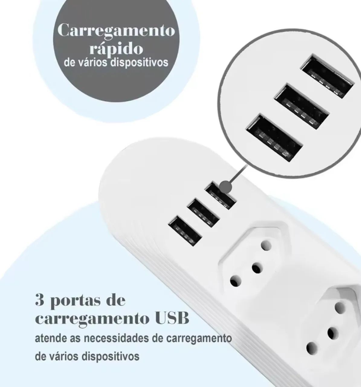 Extensão usb tomadas / filtro de linha com usb - Foto 5