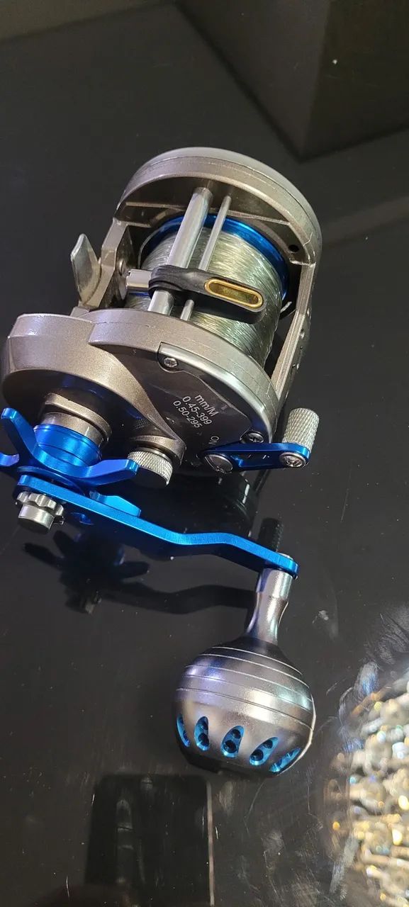 Conjunto Carretilha Sougayilang esquerda vara 80lbs linha Ottoni Platinum 0,80mm - Foto 3