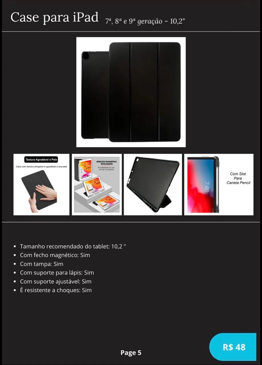 Case para iPad 7ª , 8ª e 9ª geração - 10,2"