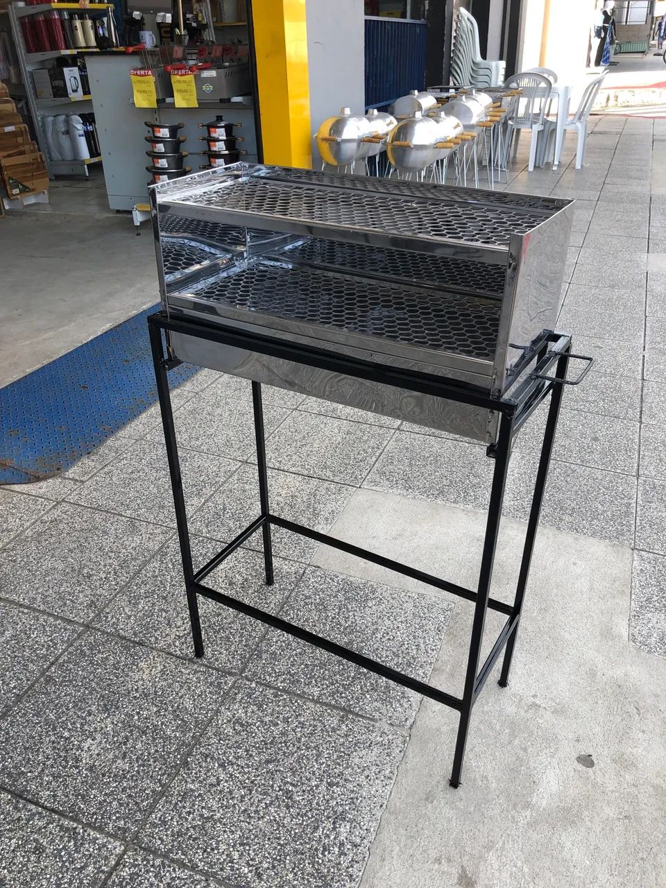 Churrasqueira espetinho inox aberta 60x25cm