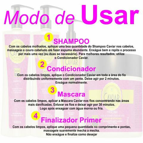 Kit Caviar shampoo condicionador mascara finalizador habito cosmeticos - Foto 2