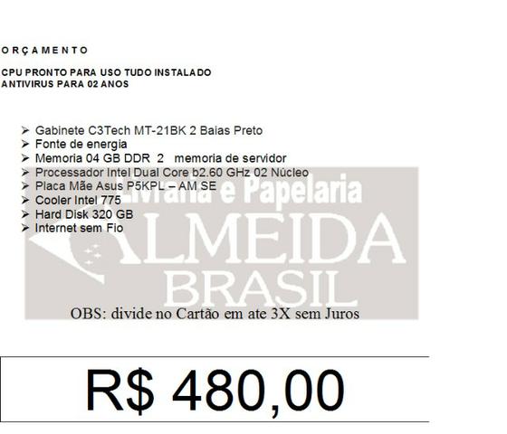 Computador montado dual core pronto para usar