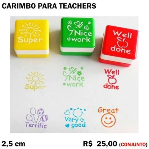 Carimbos Motivacionais para Teachers - 6 Unidades