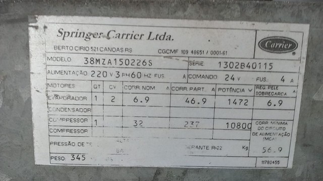Splitão 10TR - 220v - Carrier - Usado/Revisado - Foto 3