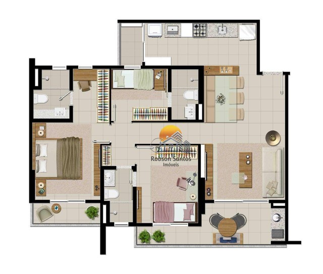 Guararapes - Apartamento 90,38m²  com 03 quartos e 02 vagas - Foto 17