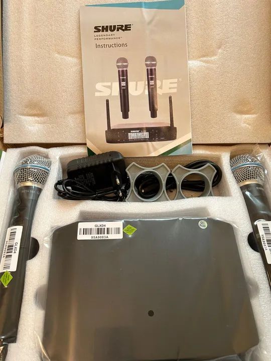 Microfone Shure sem fio duplo - Novo