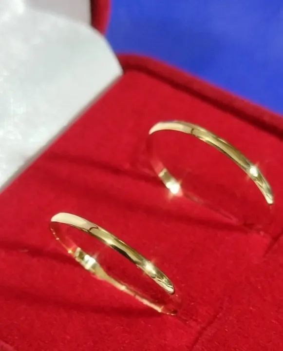 Anel de Noivado e Casamento Ouro 18 Kilates 1.20 Gramas 1 mm Boleadinha - Foto 3