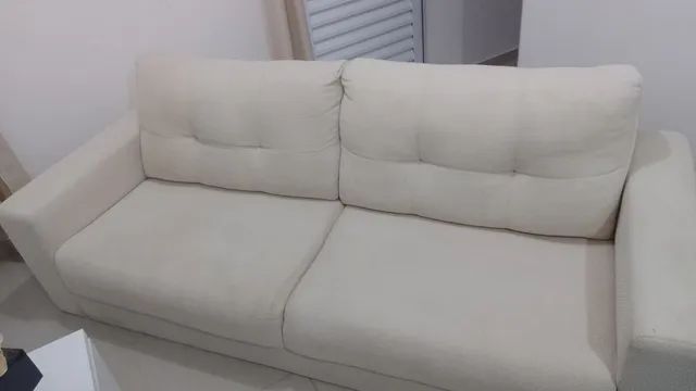 Sofá 3 Lugares Em Linho 2,10cm Bege - Foto 4