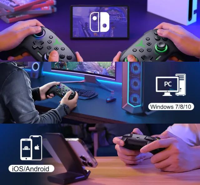 Controle Bluetooth RGB Switch/Lite/OLED/Windows/iOS/Android 1000mah Giroscópio Programação