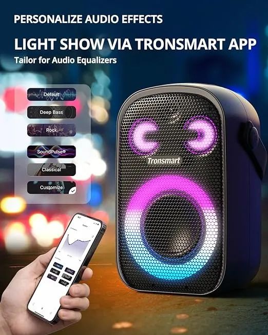 Caixa De Som Tronsmart Halo 100 60w Bluetooth Leds Cor Preto Bivolt Lacrada - Foto 6