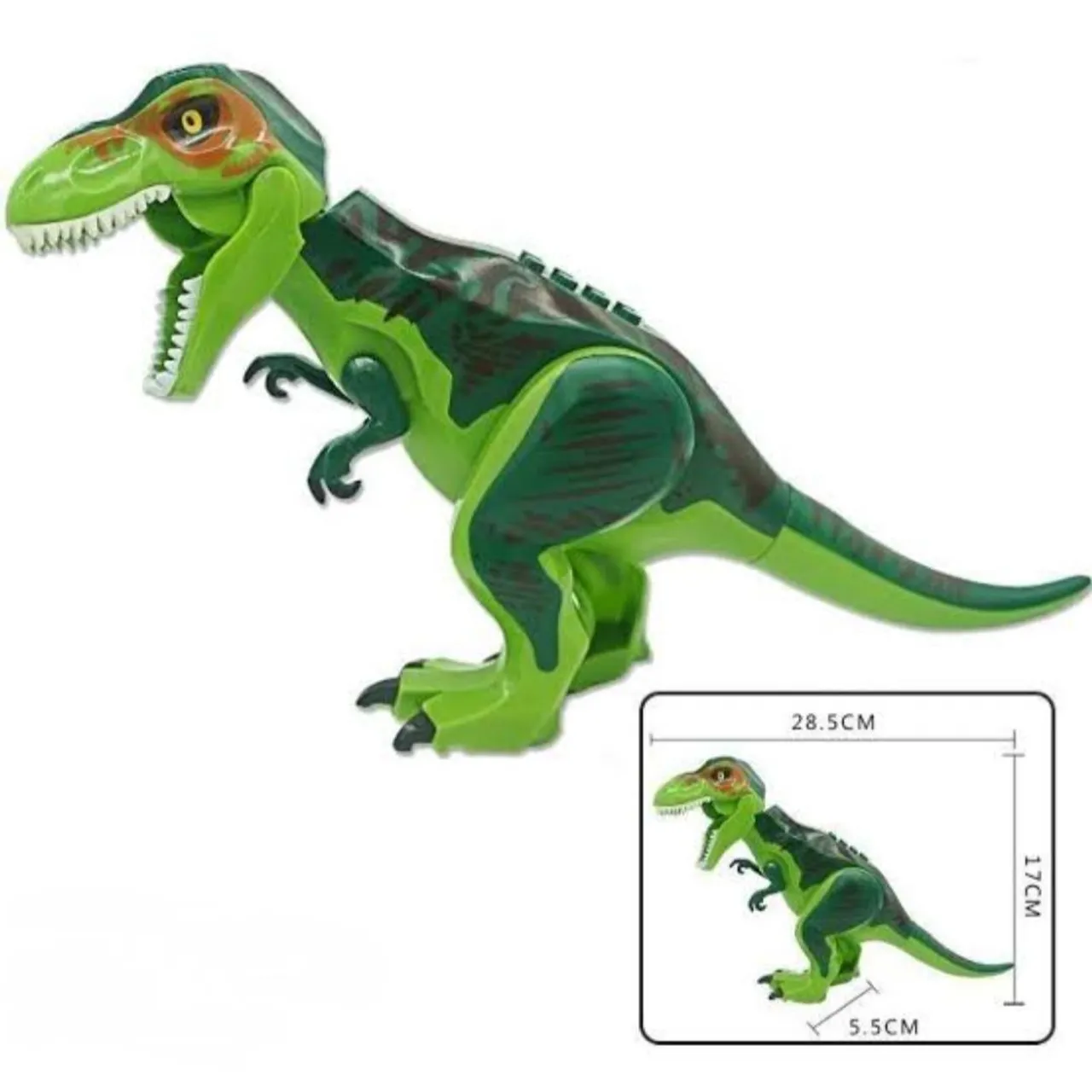 Dinossauro tipo LEGO Jurassic World - T-Rex verde