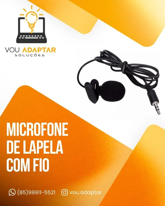 Microfone de Lapela P2 Estéreo celular smartphone notebook pc computador