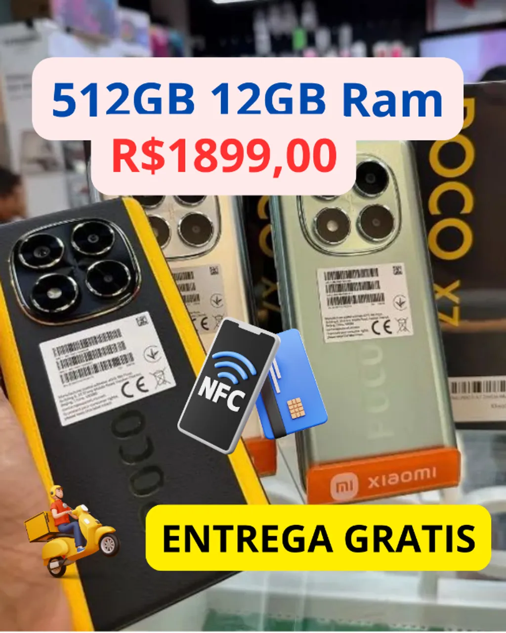 Celular Poco X7 5G NFC 512+12GB RAM Lacrado Global Entregamos Garantia IP68 Resistencia