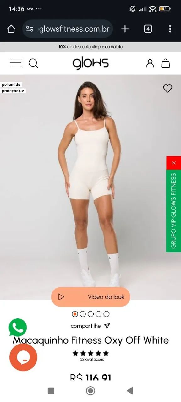Macaquinho Fitness Oxy Off White