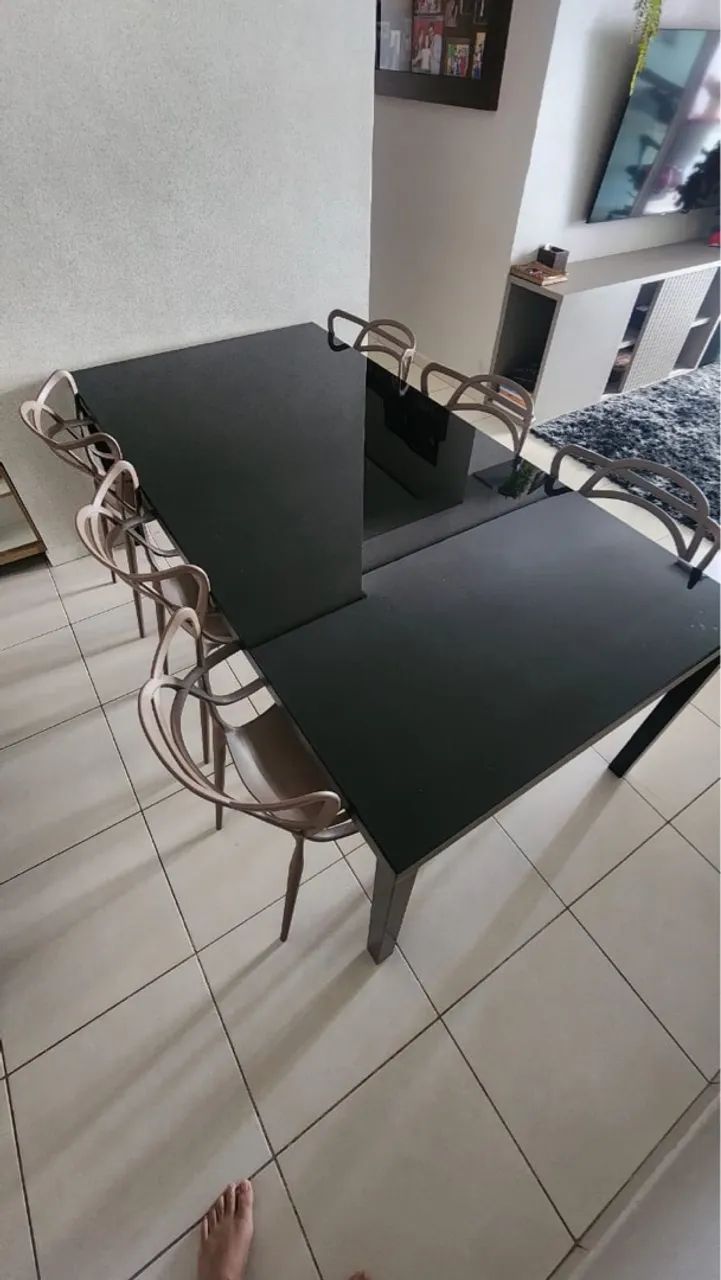 Mesa de Jantar Preta em Vidro Temperado - Foto 3