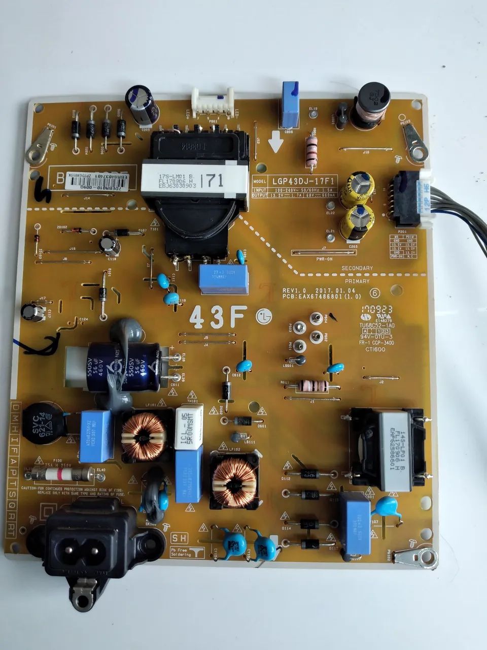 Placa font da tv lg 43lj5550 eax67486801(1.0)funcionando 