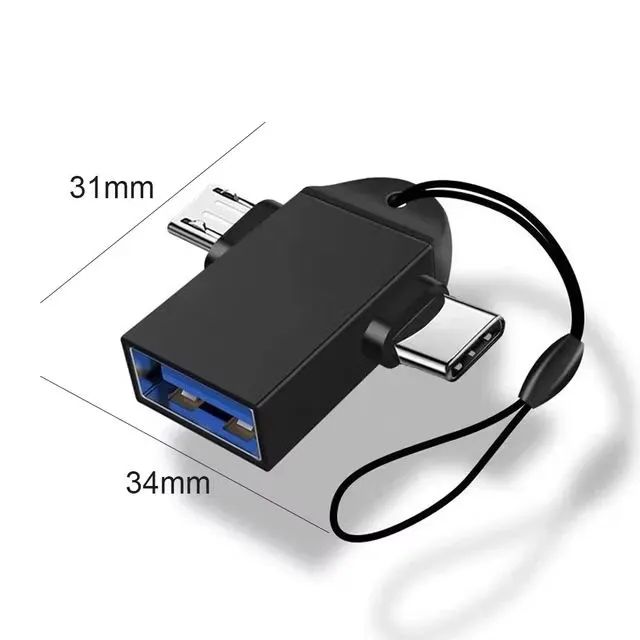Adaptador de Alimentação 2 em 1 Tipo C para Micro USB, OTG - Foto 3