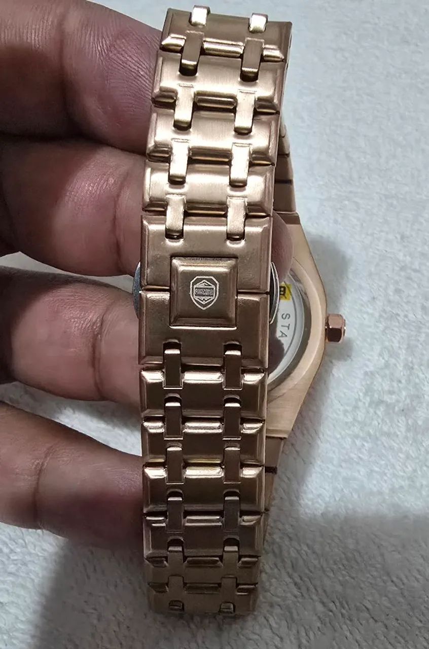 Relógio da Paazomu dourado rosé em aço original  - Foto 3