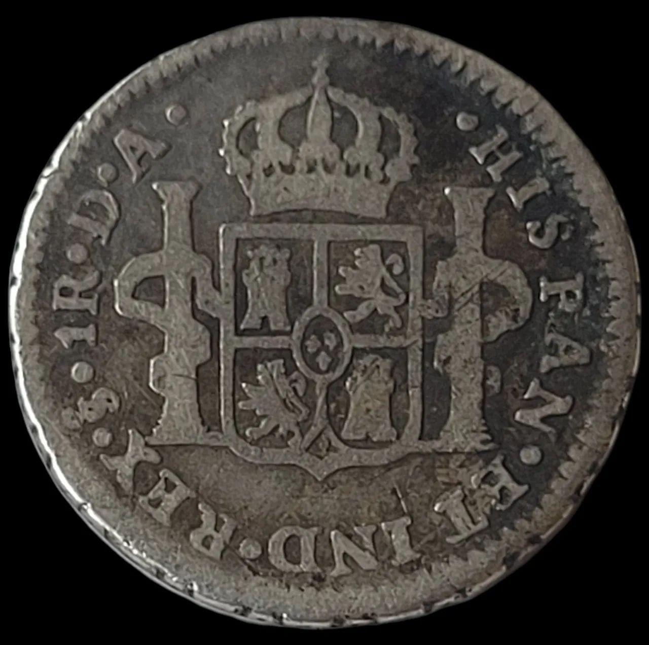 Moeda antiga da Espanha de prata 