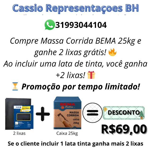 Massa Corrida BEMA 25kg + Brindes
