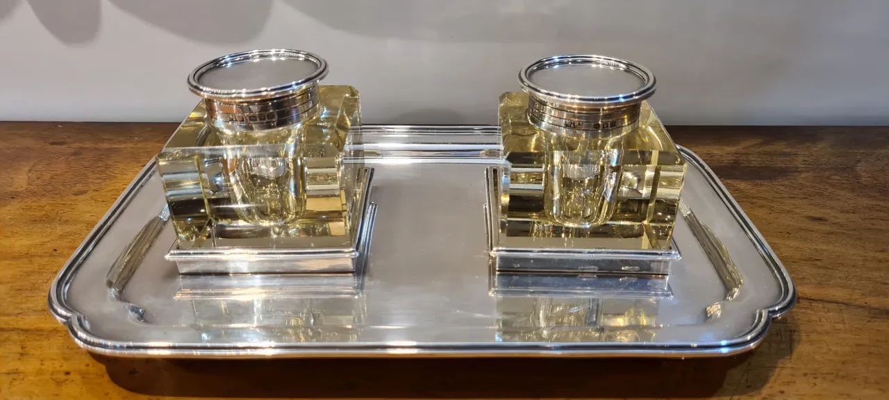 Conjunto de tinteiros de prata antigo - Foto 2