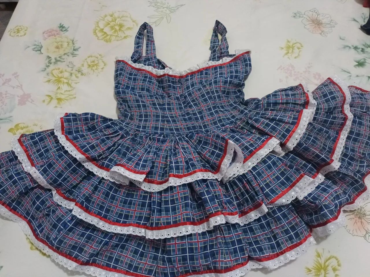 Vestido Xadrez azul com Babados - Foto 2