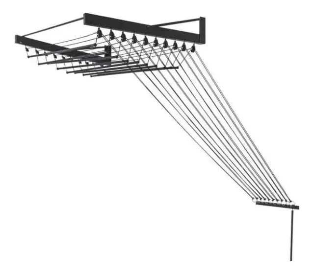 Varal De Parede Individual 10 Varetas X 140cm Preto