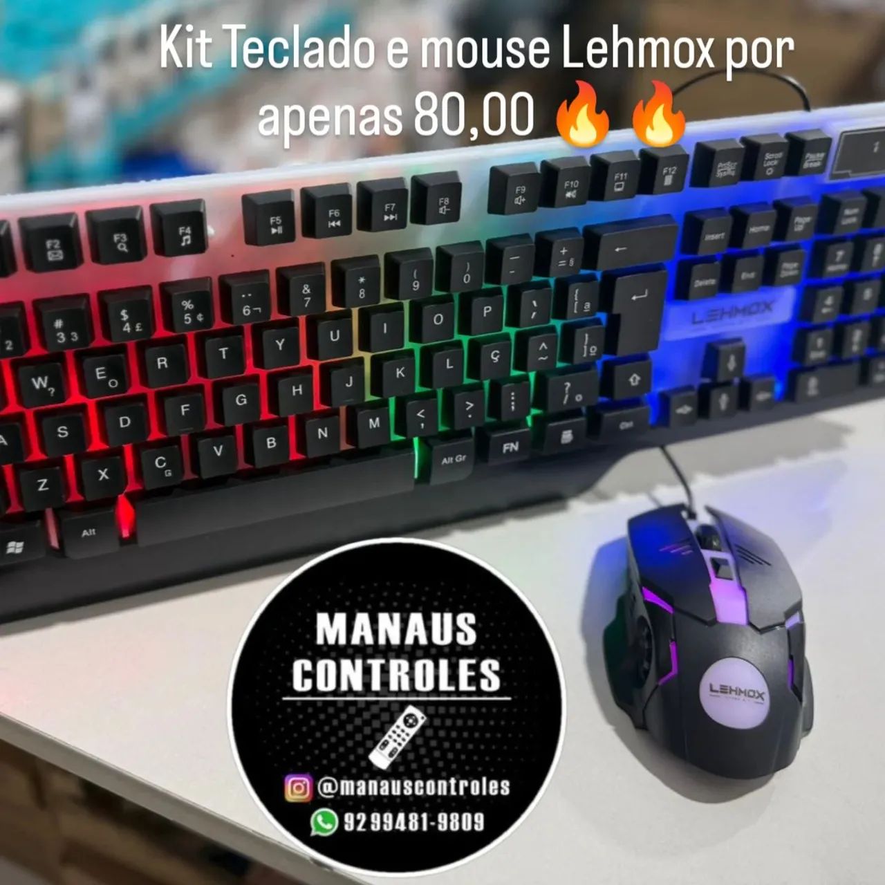 Kit Teclado e mouse Gamer RGB Lehmox 