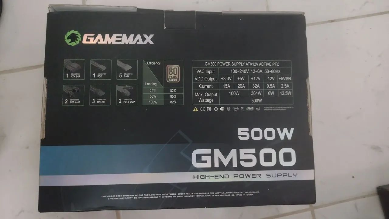 Fonte de Alimentação GameMax GM500 500W - Alta Performance
