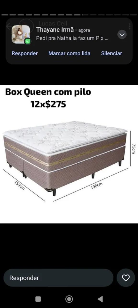 Cama Box Queen com Pilo 12x R$275