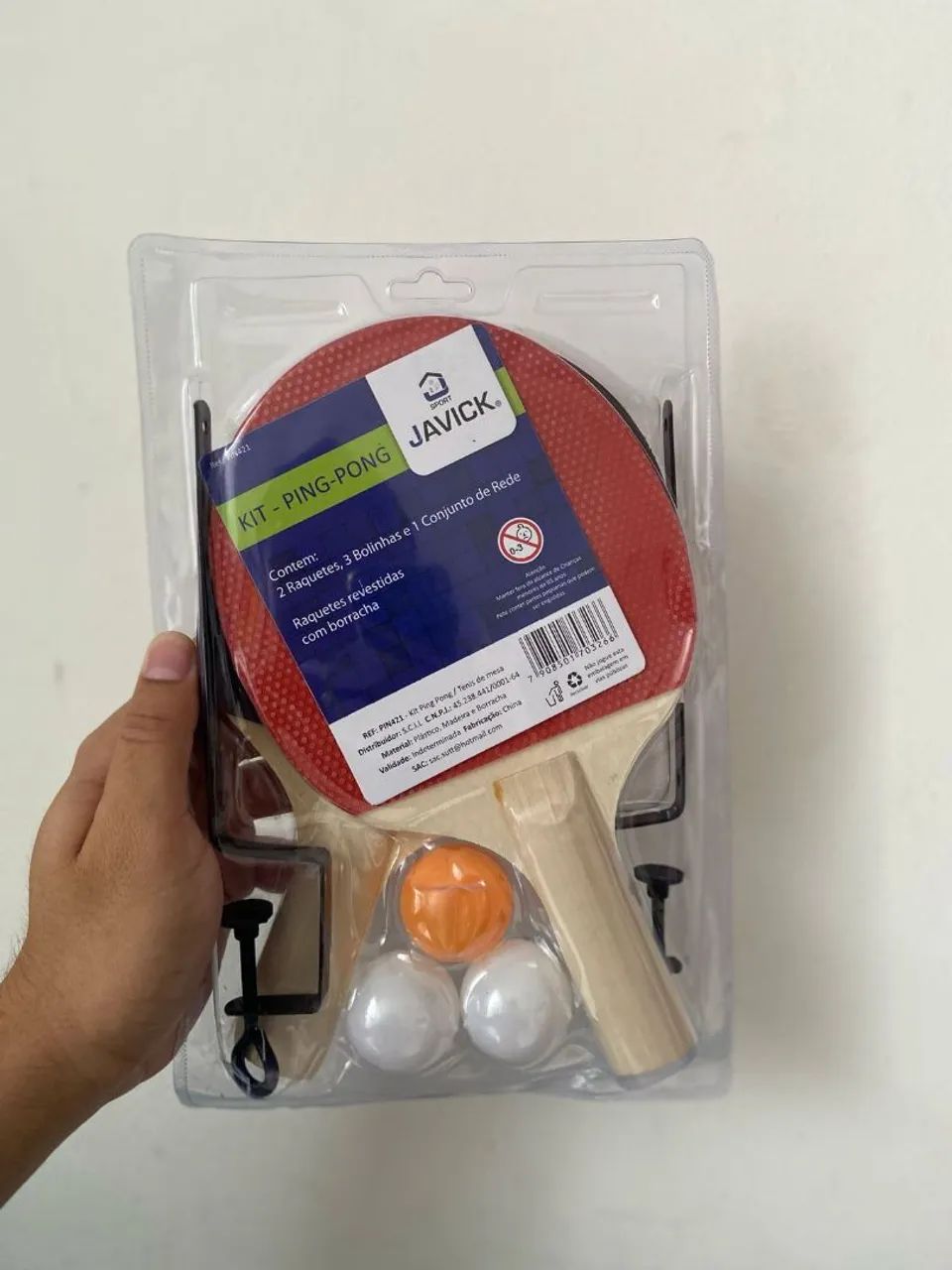 Kit Ping Pong Javick - 2 Raquetes, 3 Bolinhas e Rede