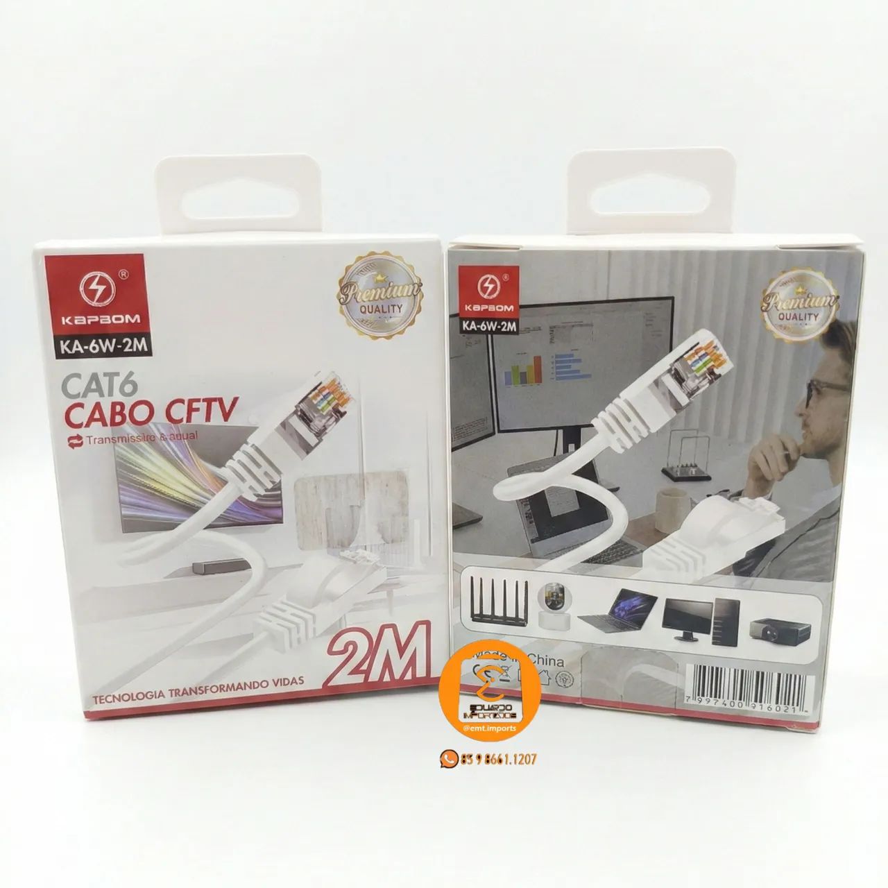 CAT6 Cabo CFTV de Rede RJ45 2 Metros para Internet / Ethernet 