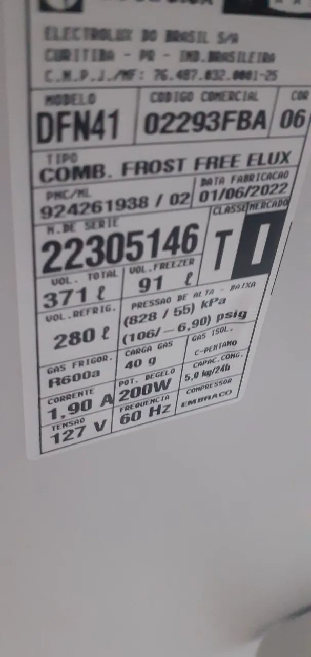 Geladeira Electrolux Frost Free 371L - 02293FBA