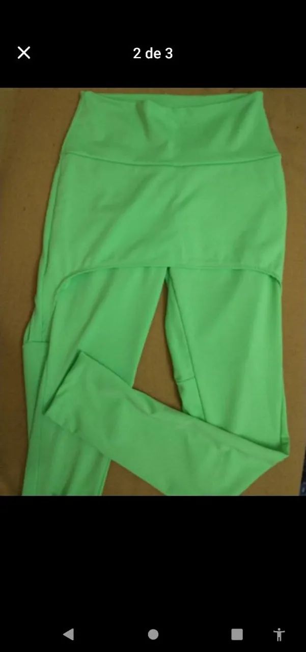 Calça Legging Verde Neon com Sobreposição - Foto 2