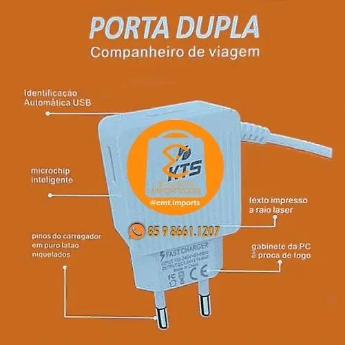 Carregador de Celular V8 2x USB 3.1A KTS K-8025 - Foto 2