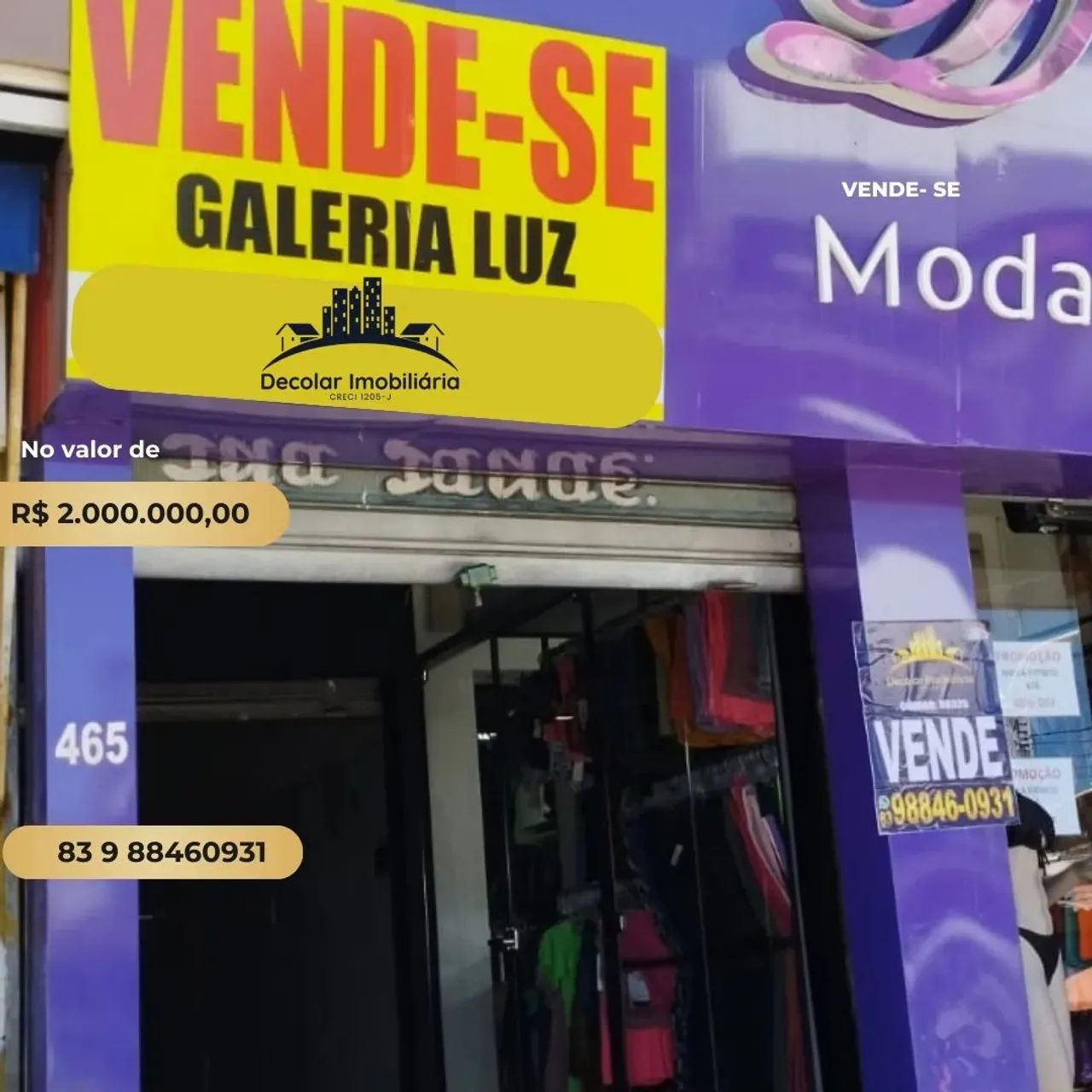 Vende-se galeria completa com 8 salas e primeiro andar