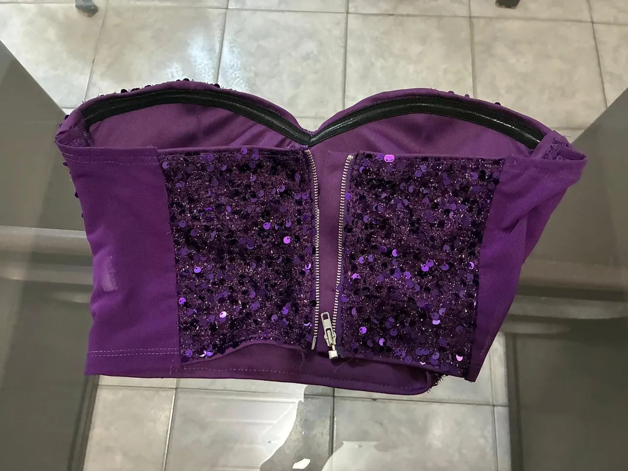 Cropped roxo de paetês - Foto 3