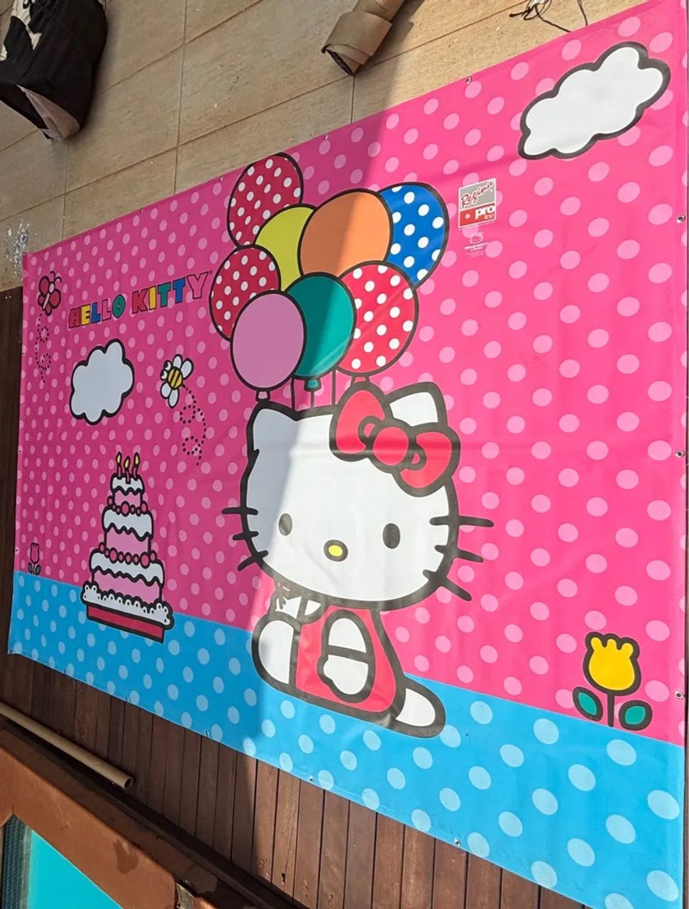 Painel de aniversário Hello Kitty 3,00m X 2,20m - Foto 3