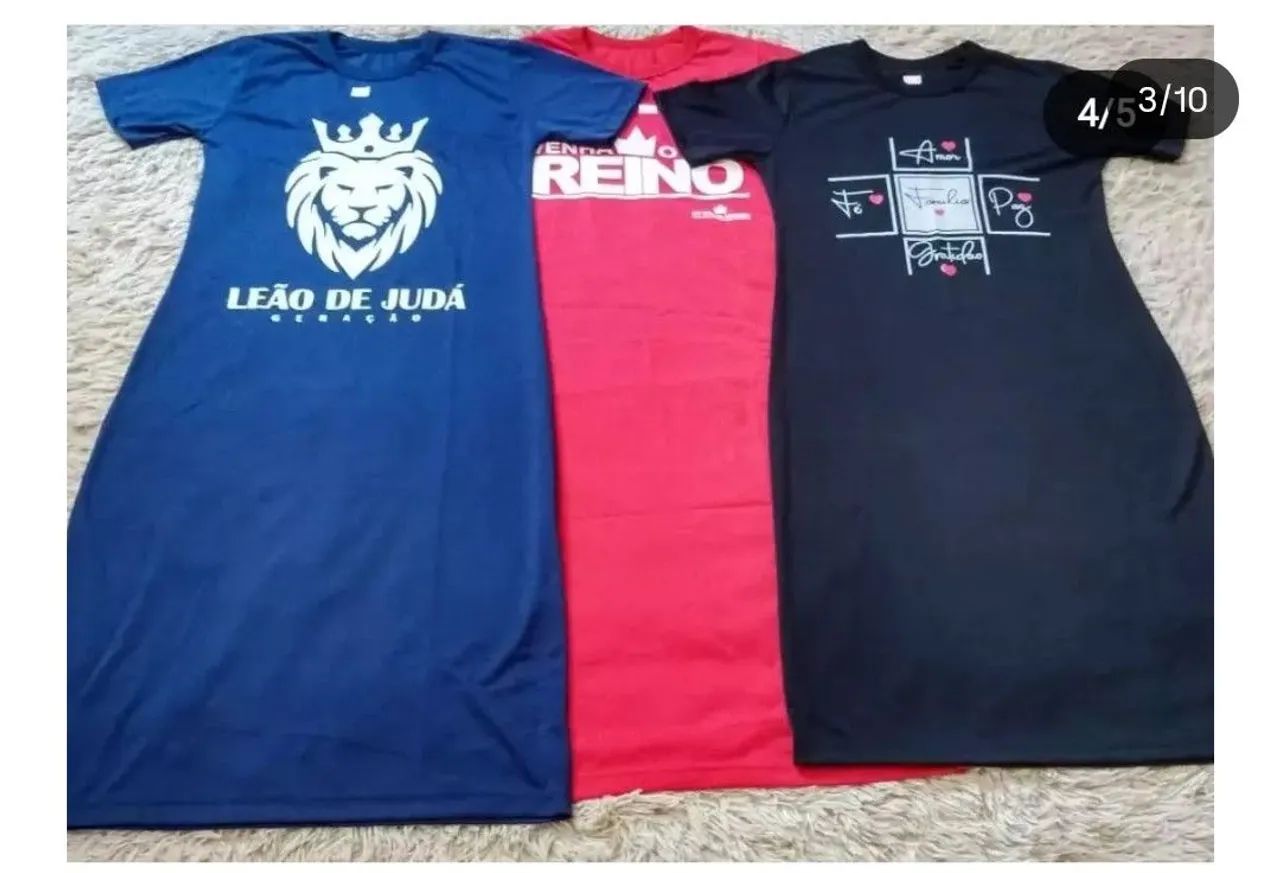 Lote de Camisetas e vestidos, vários tamanhos e cores - Foto 4