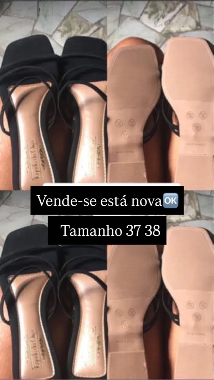 Sandália preta nova tamanhos 37/38
