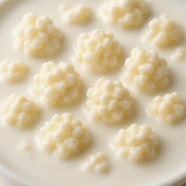 Grãos de kefir de leite frescos