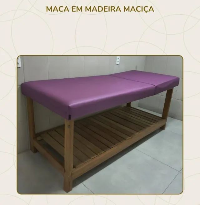 Maca de estética e massagem em madeira maciça