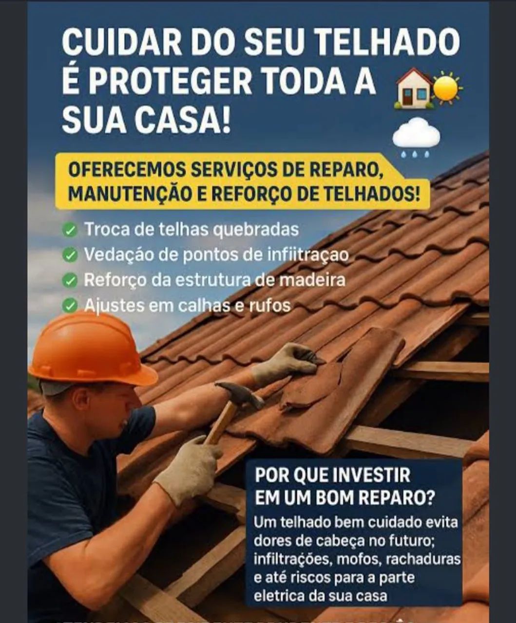 Manutenção em telhado e calhas *