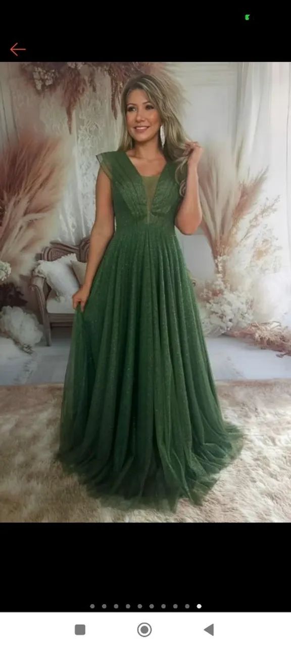 Vestido de festa verde oliva