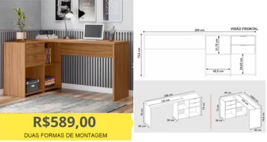 ESCROVANINHA EM L A PRONTA-ENTREGA  - Foto 3