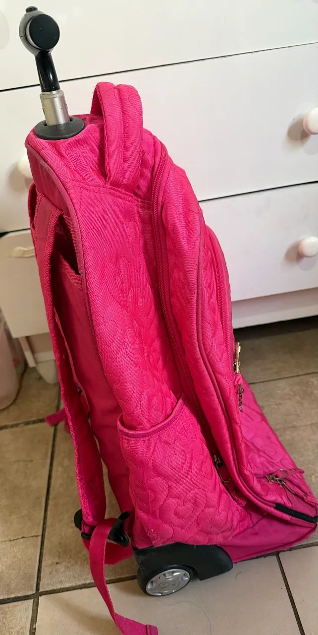 MOCHILA CAPRICHO GRANDE COM RODINHAS - ROSA - Foto 2