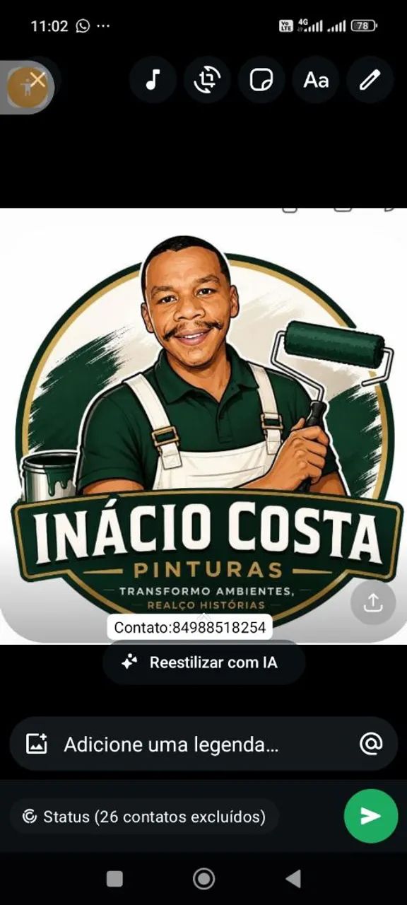Olha me chamo Artur Inácio eu trabalho com serviço de pinturas e texturas 